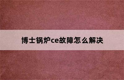 博士锅炉ce故障怎么解决