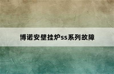 博诺安壁挂炉ss系列故障