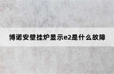 博诺安壁挂炉显示e2是什么故障