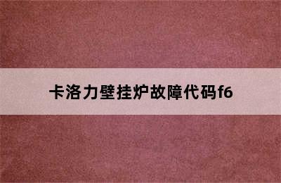 卡洛力壁挂炉故障代码f6