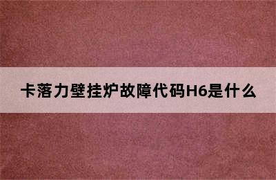 卡落力壁挂炉故障代码H6是什么