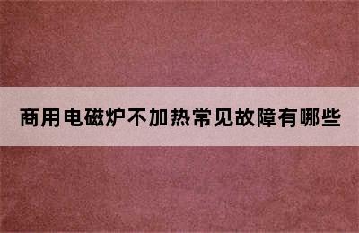 商用电磁炉不加热常见故障有哪些