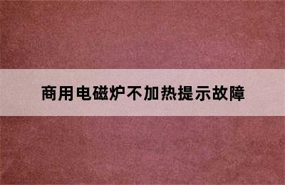 商用电磁炉不加热提示故障