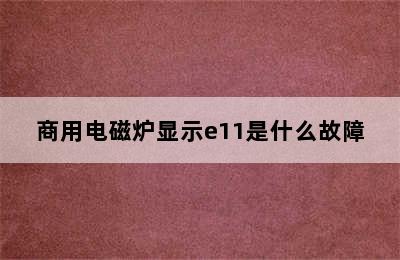 商用电磁炉显示e11是什么故障