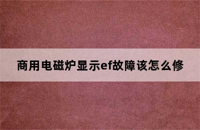 商用电磁炉显示ef故障该怎么修