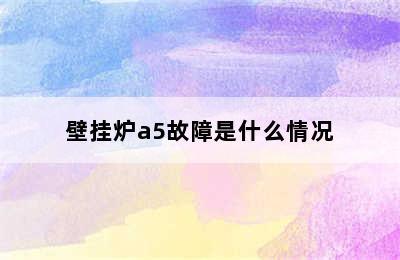 壁挂炉a5故障是什么情况