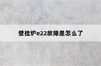 壁挂炉e22故障是怎么了