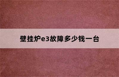 壁挂炉e3故障多少钱一台