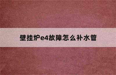 壁挂炉e4故障怎么补水管