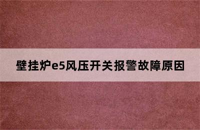 壁挂炉e5风压开关报警故障原因