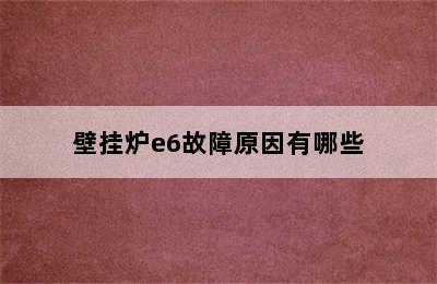 壁挂炉e6故障原因有哪些