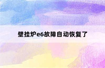 壁挂炉e6故障自动恢复了