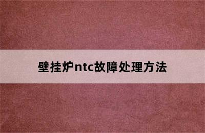 壁挂炉ntc故障处理方法