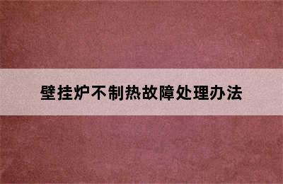 壁挂炉不制热故障处理办法