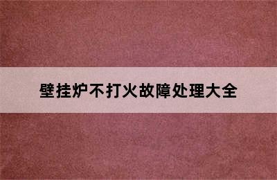 壁挂炉不打火故障处理大全