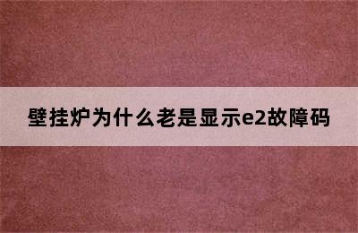 壁挂炉为什么老是显示e2故障码