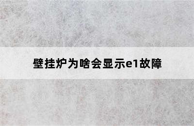 壁挂炉为啥会显示e1故障