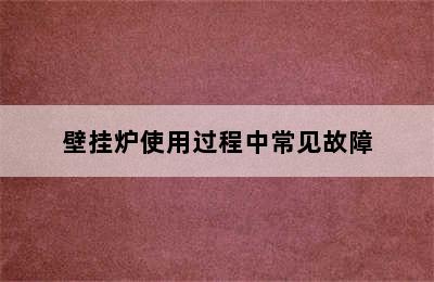 壁挂炉使用过程中常见故障