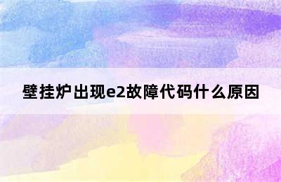 壁挂炉出现e2故障代码什么原因