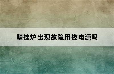 壁挂炉出现故障用拔电源吗