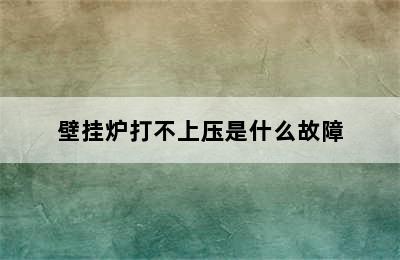 壁挂炉打不上压是什么故障