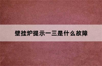 壁挂炉提示一三是什么故障