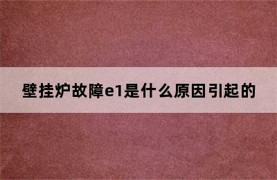 壁挂炉故障e1是什么原因引起的