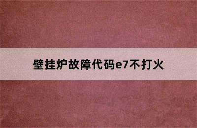 壁挂炉故障代码e7不打火