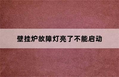 壁挂炉故障灯亮了不能启动