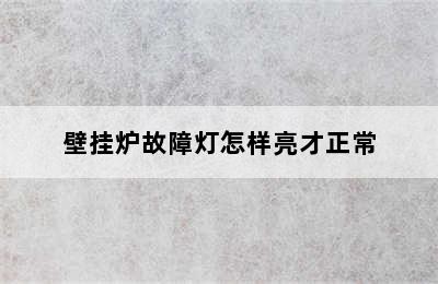 壁挂炉故障灯怎样亮才正常