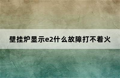 壁挂炉显示e2什么故障打不着火