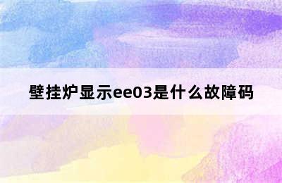 壁挂炉显示ee03是什么故障码