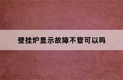 壁挂炉显示故障不管可以吗