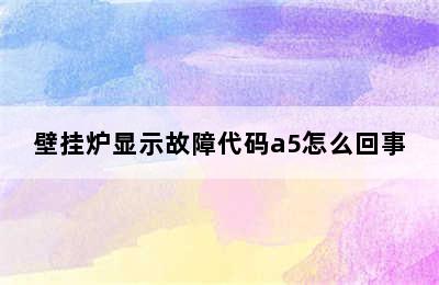 壁挂炉显示故障代码a5怎么回事