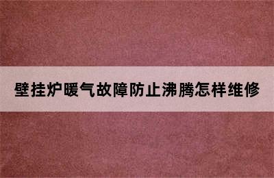 壁挂炉暖气故障防止沸腾怎样维修