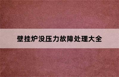 壁挂炉没压力故障处理大全