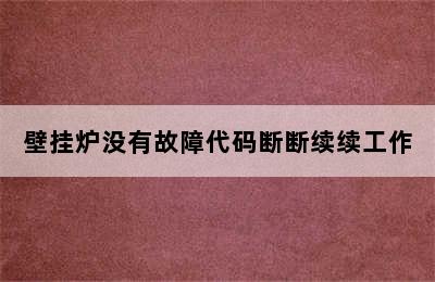 壁挂炉没有故障代码断断续续工作