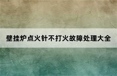 壁挂炉点火针不打火故障处理大全