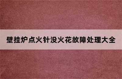 壁挂炉点火针没火花故障处理大全