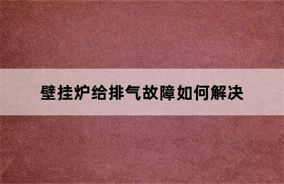 壁挂炉给排气故障如何解决