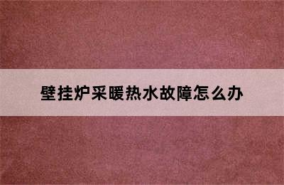 壁挂炉采暖热水故障怎么办