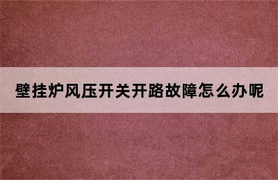 壁挂炉风压开关开路故障怎么办呢