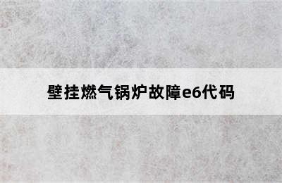 壁挂燃气锅炉故障e6代码