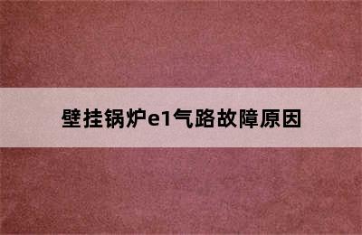 壁挂锅炉e1气路故障原因