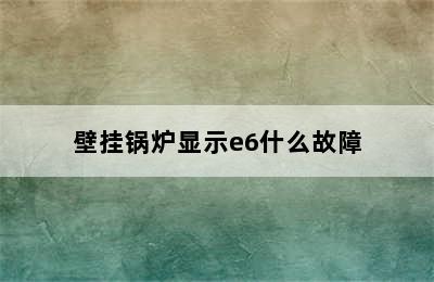 壁挂锅炉显示e6什么故障