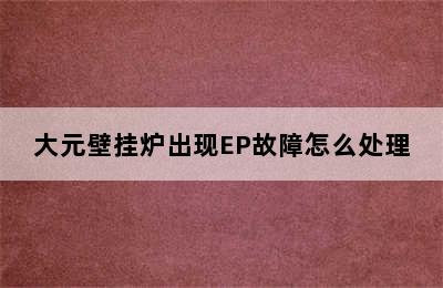 大元壁挂炉出现EP故障怎么处理