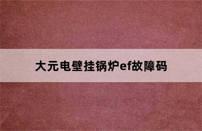 大元电壁挂锅炉ef故障码