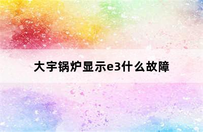 大宇锅炉显示e3什么故障