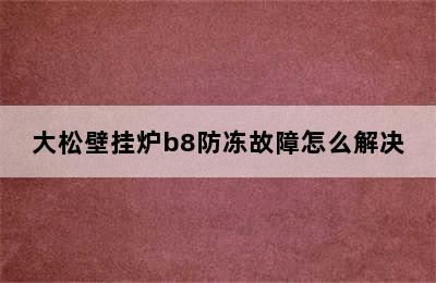 大松壁挂炉b8防冻故障怎么解决