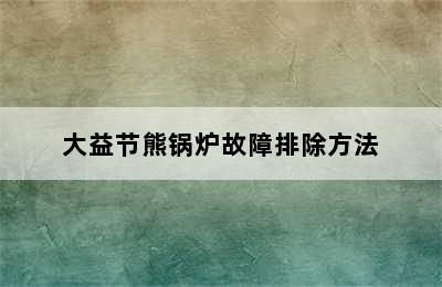 大益节熊锅炉故障排除方法